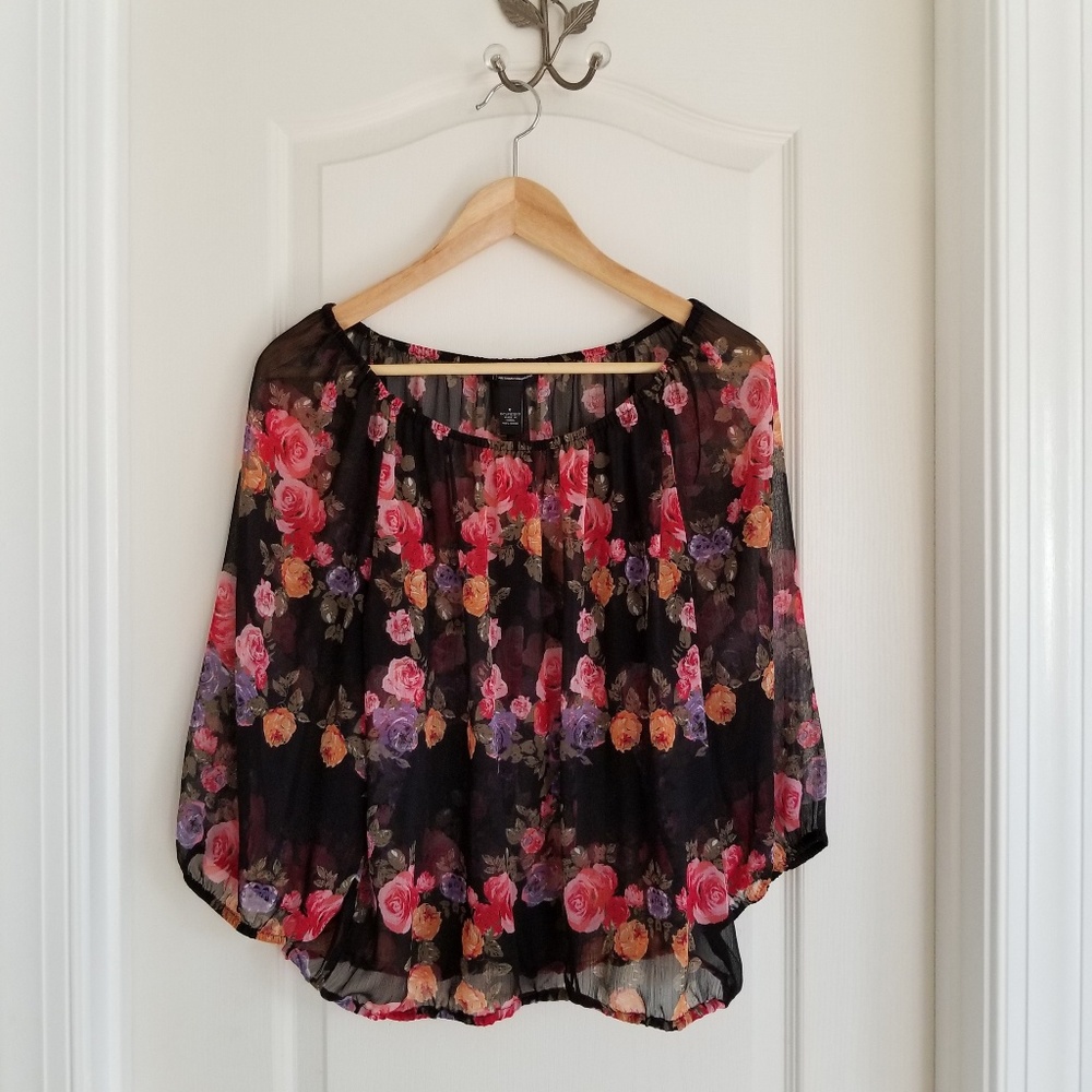 INC Sheer Floral Off-Shoulder Top